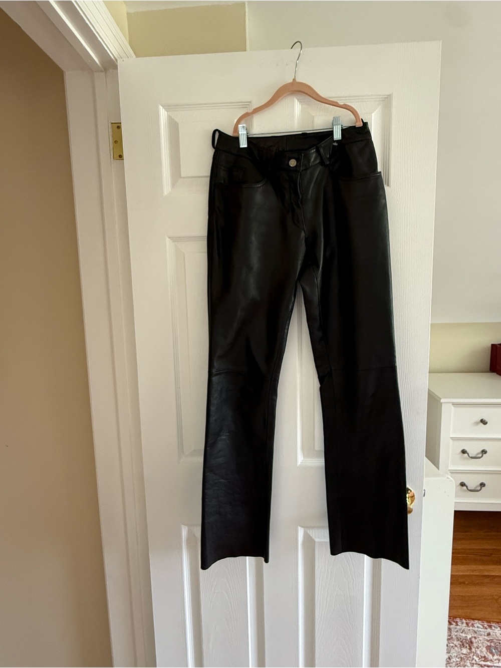 Nicole Miller Black Faux Leather Straight-Leg Pants